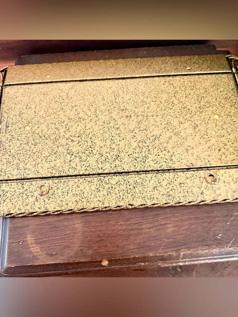Rectangle Mirror Wall Hanging Vanity Tray 1960’s Vintage Metal Twist Frame Heart